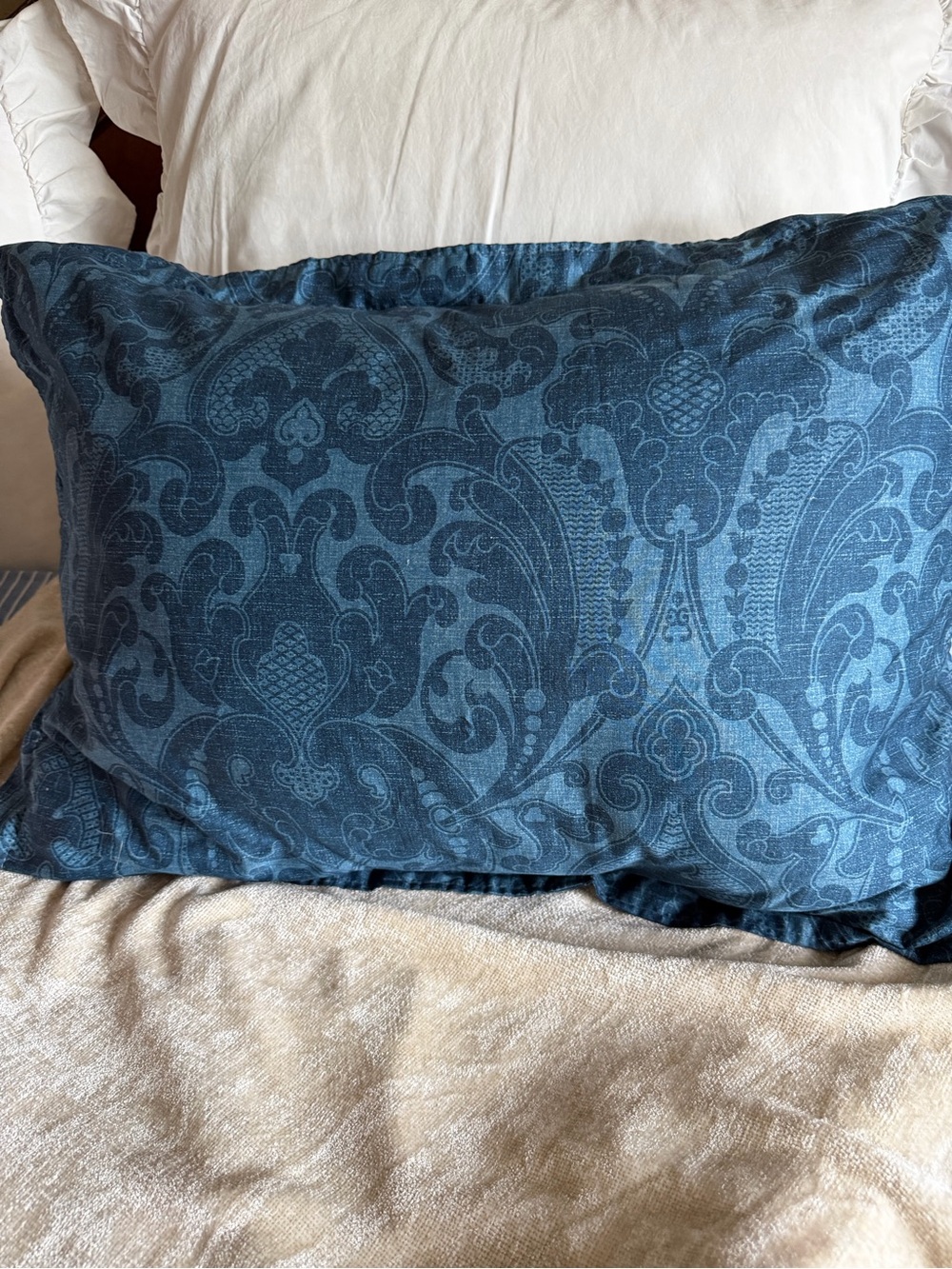 Ralph Lauren Blue Textured Fabric Pillow Sham